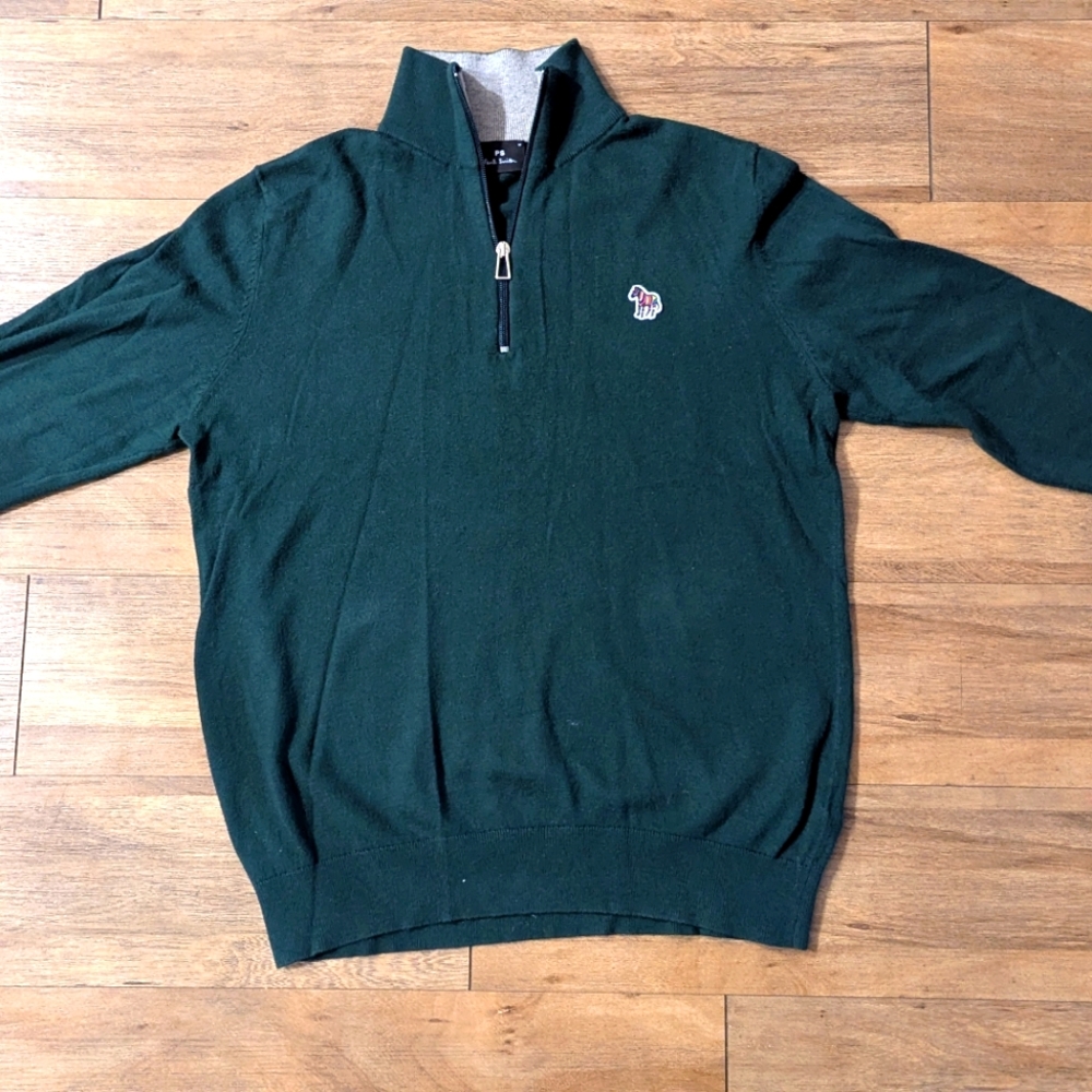 Paul Smith Green Zip Up Sweater